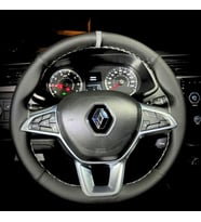 DİKİŞLİ DİREKSİYON KILIFI SİYAH DERİ NOKTALI DERİ GRİ YÜZÜK GRİ DİKİŞLİ RENAULT EXPRESS İÇİN