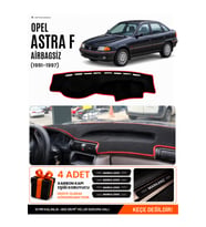 e-biz OPEL ASTRA F AIRBAGSIZ (1991-1997) Uyumlu Torpido Örtüsü, Torpido Kılıfı - Siyah-Kırmızı - OP011