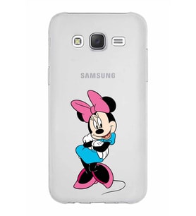 Samsung Galaxy J5 Kapak Minnie Mouse Tasarımlı Şeffaf Silikon Kılıf