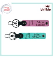 Kardeşinle Aynı Ezgide Buluşmanın Hatırası, Kişisel Deri Anahtarlık Takımı, Pembe-Turkuaz