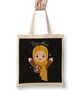 Hijab Girl Say Bismillah 01 Bez Çanta Uzun Saplı