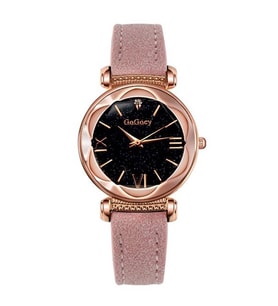 Gogoey Kadın Kol Saati Pembe Kordon Moda Trend Bayan Saat Siyah Rose Gold G4417P