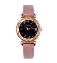 Gogoey Kadın Kol Saati Pembe Kordon Moda Trend Bayan Saat Siyah Rose Gold G4417P