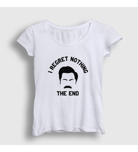 Presmono Kadın Beyaz Regret Ron Swanson Parks And Recreation T-Shirt 492828tt (Beyaz)