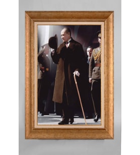 Altın Varaklı Paspartulu Çerçeveli Atatürk Tablo sd459