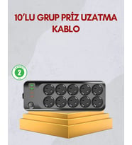 10 Prizli Uzatma Kablosu Termal Koruma USB Type-C Hızlı Şarj 2500W