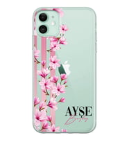 Çizgi Çiçek Tasarımlı Şeffaf Telefon Kılıfı (Tüm Modeller Mevcuttur)