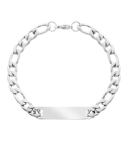 Silver Renk Gurmet Zincirli Kişiye Özel İsim/Harf Yazılı Erkek Çelik Bileklik (Gümüş)