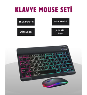 Türkçe Q Klavye Düzenli RGB Kablosuz Klavye Mouse Set