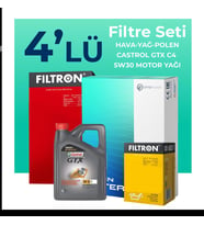 Filtron Renault Clio 1.4 Benzin Filtre Bakım Seti Castrol Motor Yağlı (2005-2012) 4 Lü