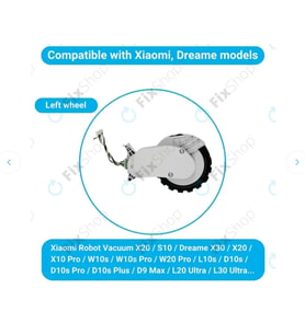 Xiaomi Robot Süpürge X20, S10, Dreame X30, X20, X10 Pro - Motorlu Tekerlek (Sağ) (Beyaz) Çıkma