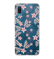 Samsung Galaxy A02 Uyumlu Kapak Floral Kırmızı Tasarımlı Şeffaf Silikon Kılıf