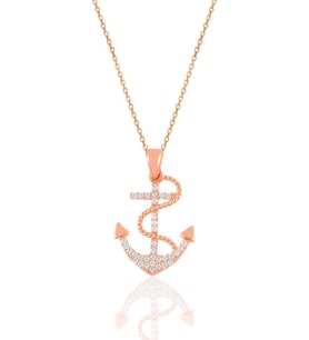 Söğütlü Silver Gümüş rose zirkon taşlı çapa kolye