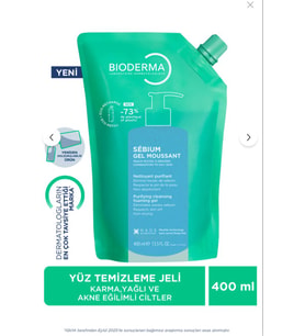 Bioderma Sebium Foaming Gel Refill Yağlı ve Akne Eğilimli Ciltler, Temizleme Jeli Yeniden Dolum Paketi 400ml