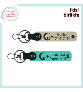 İsminle Sana Özel – Çocuk Ve Ayyıldız Motifli Kişiselleştirilebilir Anahtarlık, S Kahve-Turkuaz