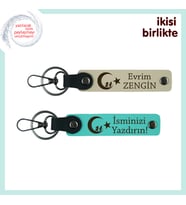 İsminle Sana Özel – Çocuk Ve Ayyıldız Motifli Kişiselleştirilebilir Anahtarlık, S Kahve-Turkuaz