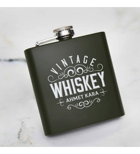 Vintage İsme Özel Çelik İçki Matarası 6 Oz Yeşil