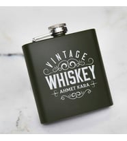 Vintage İsme Özel Çelik İçki Matarası 6 Oz Yeşil