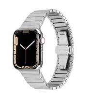 Apple Watch Ultra 49mm Uyumlu Kordon Metal Paslanmaz Klipsli KRD-79 Kayış (Gümüş)