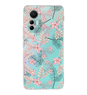 Xiaomi Mi 12 Lite Uyumlu Kapak Floral Kırmızı Tasarımlı Şeffaf  Silikon Kılıf