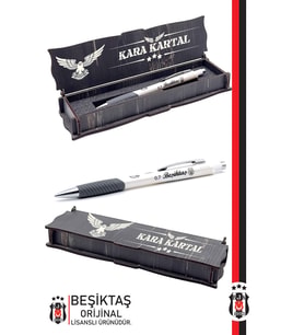 Beşiktaş Orijinal Lisanslı Metal Gövde Versatil Uçlu Kalem 0.7 Ahşap Kutulu (Beyaz)