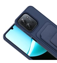 Redmi 15C Kılıf Kartlıklı ve Deri Dokulu Şık ApexWallet Premium Kapak RYC/Bikart (Lacivert)