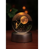 3D Ay Merdiveni Temalı Kristal Küre Led  Gece Lambası – RGB Led Pilli Lamba