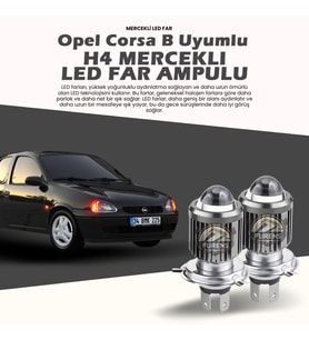 Opel Corsa B Uyumlu Mercek Led Xenon Uzun - Kısa Çift Renk Şimşek Etkili