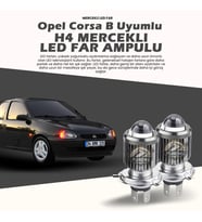 Opel Corsa B Uyumlu Mercek Led Xenon Uzun - Kısa Çift Renk Şimşek Etkili