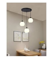 RİOLİGHT RETRO,RUSTİK,VİNGATE OPAL CAMLI 3XE27 DUYLU METAL GÖVDE SARKIT AVİZE TABAN ÇAPI.30CM (Siyah)
