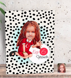 BK Gift Kişiye Özel Kız Çocuk Yaş Karikatürlü Dekoratif Mini Kanvas Tablo 15x20cm-2