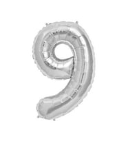 9 Rakam Gümüş Folyo Balon 40 inc 100 cm