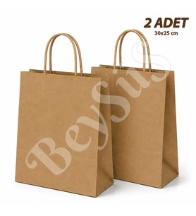 30x25 cm Hediyelik Kağıt Çanta Kraft 2 Adet