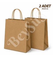 30x25 cm Hediyelik Kağıt Çanta Kraft 2 Adet