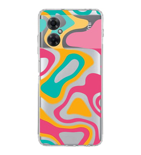 PrintiFy Xiaomi Redmi Note 11R Uyumlu Kamera Korumalı Renkli Desen Tasarımlı Şeffaf Kılıf