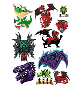 Ejderha Dragon Sticker Set-2 10 Parça Telefon, Tablet, Defter, Laptop Sticker