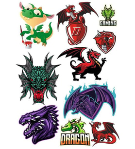 Ejderha Dragon Sticker Set-2 10 Parça Telefon, Tablet, Defter, Laptop Sticker