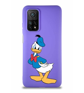 Xiaomi Mi 10T Pro Soft Premier Kapak Donald Duck-D Tasarımlı Silikon Kılıf - Mor (Şeffaf)