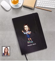 Kişiye Özel Öğretmen Karikatürlü Siyah Defter Bayan-19