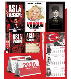 Asla Vazgeçme - Ayraç - Kartpostal - Poster - Vurgun - Parsel Parsel 2 -  2026 Ajanda Kalpaklı - Ay Yıldız Duvar Takvimi - Masa Takvimi