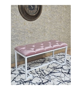 Beyaz Boyalı - L - Ayaklı 100 cm x 38 cm Oturak - Bench - Makyaj Taburesi - Makyaj Oturak Pembe Renk 100 x 40 Boyut/Ebat (Çok Renkli)