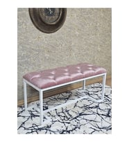 Beyaz Boyalı - L - Ayaklı 100 cm x 38 cm Oturak - Bench - Makyaj Taburesi - Makyaj Oturak Pembe Renk 100 x 40 Boyut/Ebat (Çok Renkli)