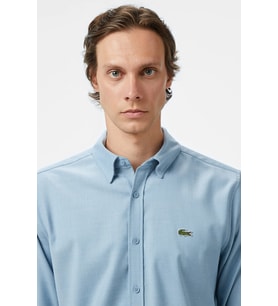 Lacoste Men's Regular Fit Erkek Düğmeli Gömlek Yaka Mavi Gömlek