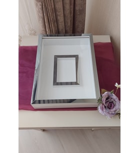30x40 Cm Beyaz-Füme Fotoğraf Bölümlü! İsimsiz Ledsiz! Gül Saklama Kutusu