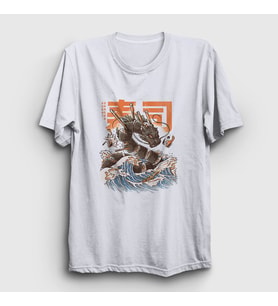 Presmono Unisex Beyaz Sushi Dragon Ejderha T-Shirt 354331tt (Beyaz)