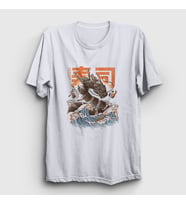 Presmono Unisex Beyaz Sushi Dragon Ejderha T-Shirt 354331tt (Beyaz)