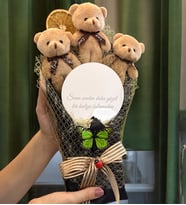 Peluş Ayıcıklı Büyük Boy Aynalı Ayıcık Buketi Peluş Ayıcık Buketi HA1 (Kahverengi)