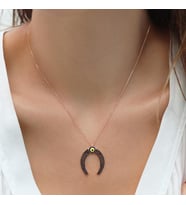 Şans Nalı Nazar Boncuklu Rose Gold Kaplama Gümüş Kolye