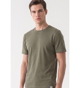Haki Bisiklet Yaka Kısa Kol Slim Fit Pamuklu Tişört 1011265166