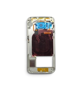 G925 Orta Kasa Galaxy S6 Edge Uyumlu Beyaz Renk Orta Kasa Çerçeve + Ses Açma ON OFF Tuş Plastik Kamera Camı ve Hoparlör Gümüş
